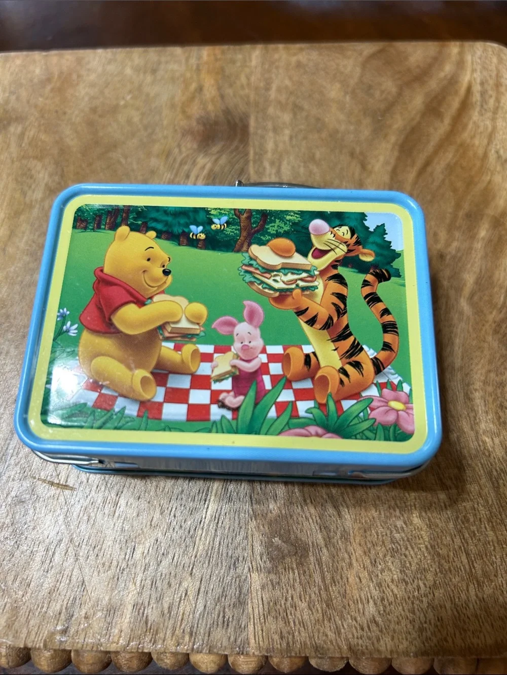 Vintage Disney 2000 Peek-A-Pooh Lot of 8 Phone Charms & Winnie Tin Box Bundle